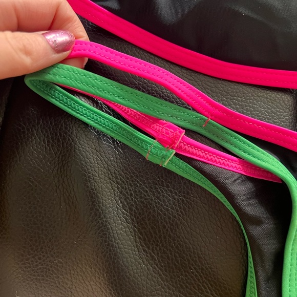 Bold Neon Black Trim High Waist and Leg Triangle Bikini - Picture 7 of 8